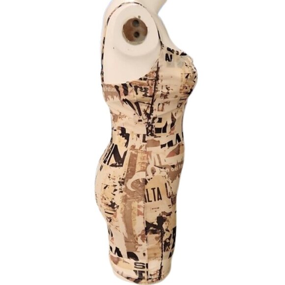 [Forever 21] Beige Print Spaghetti Strap Dress - Size L - Picture 2 of 8
